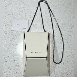 Charles & Keith Mini Geometric Crossbody Bag – Cream Structured Phone Bag 7.25”